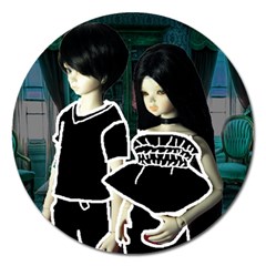 Dolls In Living Room Magnet 5  (round) by snowwhitegirl