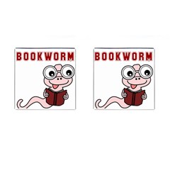 Literal Bookworm Cufflinks (square) by emeraldwolfpress