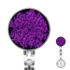 Queen Annes Lace In Purple Stainless Steel Nurses Watch by okhismakingart