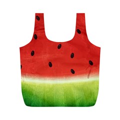 Juicy Paint Texture Watermelon Red And Green Watercolor Full Print Recycle Bag (m) by genx