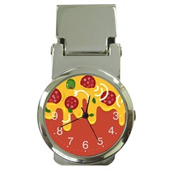 Pizza Topping Funny Modern Yellow Melting Cheese And Pepperonis Money Clip Watches by genx