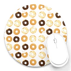Donuts Pattern With Bites Bright Pastel Blue And Brown Cropped Sweatshirt Round Mousepads by genx