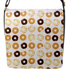 Donuts Pattern With Bites Bright Pastel Blue And Brown Cropped Sweatshirt Flap Closure Messenger Bag (s) by genx