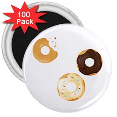 Donuts Pattern With Bites 3xframe Donuts Pattern With Bites Dark Brown Background Onlydonuts Pattern With Bites Brown And Beige Chocolate Doughnuts 3  Magnets (100 Pack) by genx