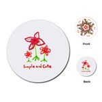 Flowers And Cute Phrase Pencil Drawing Playing Cards (Round) Front
