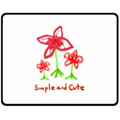 Flowers And Cute Phrase Pencil Drawing Double Sided Fleece Blanket (medium)  by dflcprintsclothing