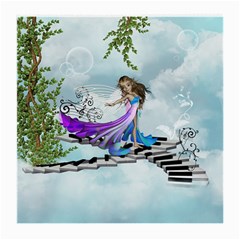 Cute Fairy Dancing On A Piano Medium Glasses Cloth by FantasyWorld7