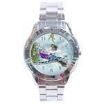 Cute Fairy Dancing On A Piano Stainless Steel Analogue Watch Front