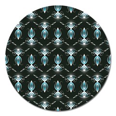 Seamless Pattern Background Black Magnet 5  (round) by HermanTelo