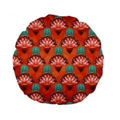 Background Floral Pattern Red Standard 15  Premium Flano Round Cushions by HermanTelo