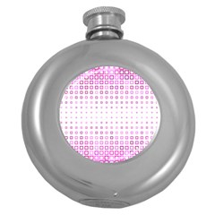 Square Pink Pattern Decoration Round Hip Flask (5 Oz) by HermanTelo
