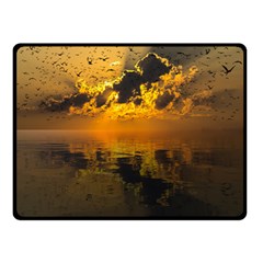 Sunset Reflection Birds Clouds Sky Fleece Blanket (small) by HermanTelo