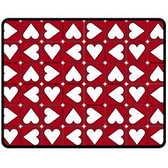 Graphic Heart Pattern Red White Fleece Blanket (medium)  by HermanTelo