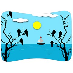 Birds Sun Tree Animal Black Tree Velour Seat Head Rest Cushion by HermanTelo