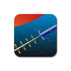 Rocket Spaceship Space Galaxy Rubber Coaster (square)  by HermanTelo