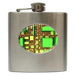 Blocks Cubes Green Hip Flask (6 Oz) by HermanTelo