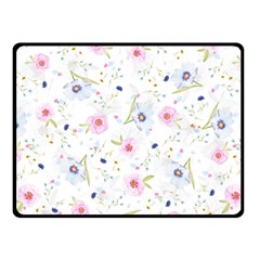 Floral Pink Blue Fleece Blanket (small) by HermanTelo