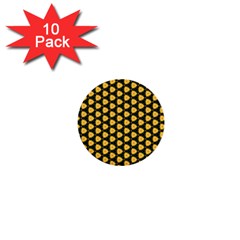 Pattern Halloween Pumpkin Color Yellow 1  Mini Buttons (10 Pack)  by HermanTelo