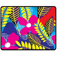 Pattern Leaf Polka Rainbow Fleece Blanket (medium)  by HermanTelo