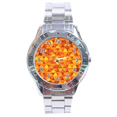 Background Triangle Circle Abstract Stainless Steel Analogue Watch by Bajindul