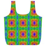 Groovy Purple Green Blue Orange Square Pattern Full Print Recycle Bag (XL) Back