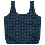 Argyle Dark Purple Black Pattern Full Print Recycle Bag (XL) Front