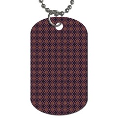 Argyle Dark Purple Yellow Pattern Dog Tag (two Sides) by BrightVibesDesign