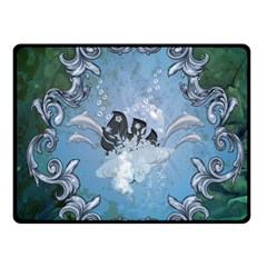 Surfboard With Dolphin Fleece Blanket (small) by FantasyWorld7