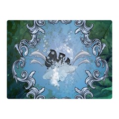 Surfboard With Dolphin Double Sided Flano Blanket (mini)  by FantasyWorld7