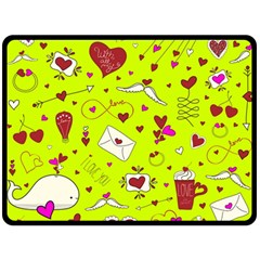 Valentin s Day Love Hearts Pattern Red Pink Green Fleece Blanket (large)  by EDDArt