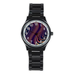 Fractal Mathematics Generated Stainless Steel Round Watch by Bajindul