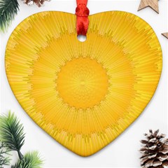 Wave Lines Yellow Heart Ornament (two Sides) by HermanTelo