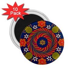 Hungarian Mandala Flower 2 25  Magnets (10 Pack)  by Pakrebo