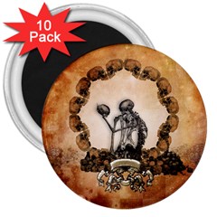 Awesome Skeleton With Skulls 3  Magnets (10 Pack)  by FantasyWorld7