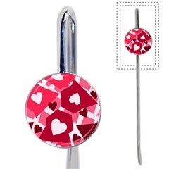 Pink Hearts Pattern Love Shape Book Mark by Bajindul