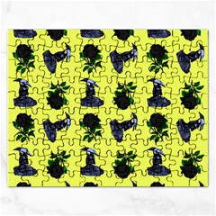 Gothic Girl Rose Yellow Pattern Rectangular Jigsaw Puzzl by snowwhitegirl