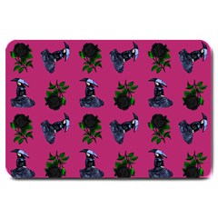 Gothic Girl Rose Pink Pattern Large Doormat  by snowwhitegirl