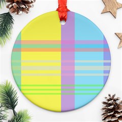 Easter Background Easter Plaid Ornament (round) by Simbadda