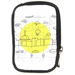 Urban City Skyline Sketch Compact Camera Leather Case by Simbadda