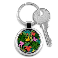 Tropical Leaves                   Key Chain (round) by LalyLauraFLM