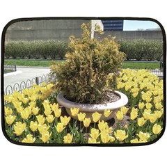 Columbus Commons Yellow Tulips Double Sided Fleece Blanket (mini)  by Riverwoman