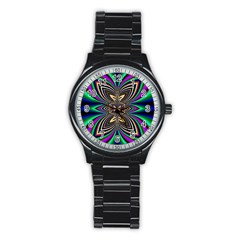 Abstract Artwork Fractal Background Art Stainless Steel Round Watch by Sudhe