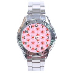 Texture Star Backgrounds Pink Stainless Steel Analogue Watch by HermanTelo