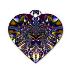 Abstract Art Artwork Fractal Design Art Pattern Dog Tag Heart (two Sides) by Pakrebo