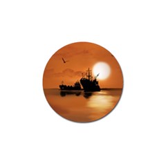 Digital Art Artwork Ship Boats Sea Golf Ball Marker (4 Pack) by Wegoenart