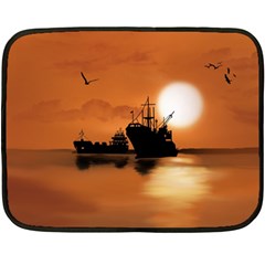 Digital Art Artwork Ship Boats Sea Double Sided Fleece Blanket (mini)  by Wegoenart