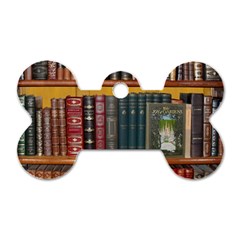 Books Library Bookshelf Bookshop Dog Tag Bone (two Sides) by Wegoenart
