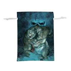 Aweome Troll With Skulls In The Night Lightweight Drawstring Pouch (l) by FantasyWorld7