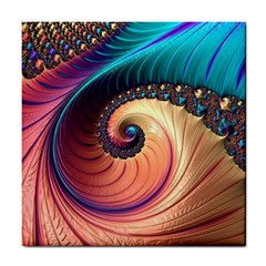 Fractal Multi Colored Fantasia Tile Coaster by Pakrebo