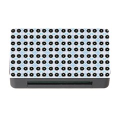 Black Flower On Blue White Pattern Memory Card Reader With Cf by BrightVibesDesign